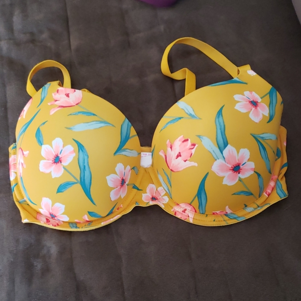 Victoria's secret PINK yellow flower bra 36DD